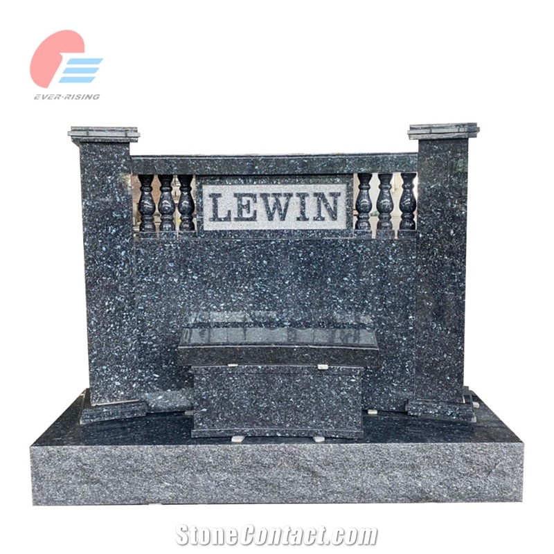 Blue Pearl Granite Polished Monument With Concave Face