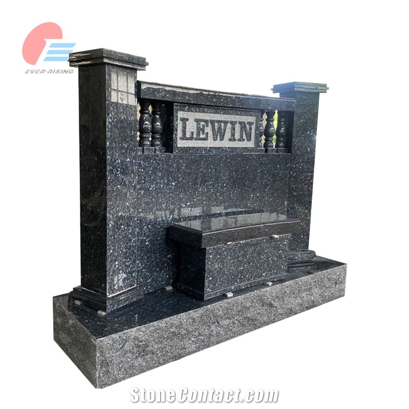 Blue Pearl Granite Polished Monument With Concave Face
