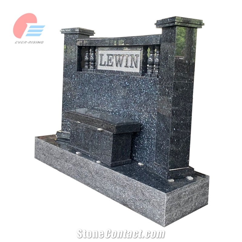 Blue Pearl Granite Polished Monument With Concave Face