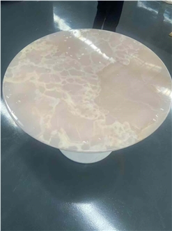 Natural White Jade Onyx Round Table Tops