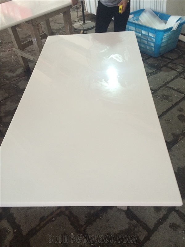 Super White Calacatta Nano Stone Slabs For Kitchen Design