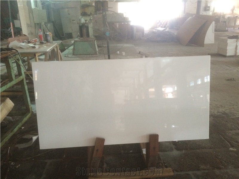 Super White Calacatta Nano Stone Slabs For Kitchen Design