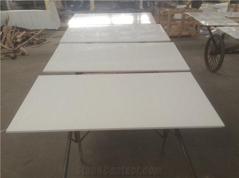 Super White Calacatta Nano Stone Slabs For Kitchen Design