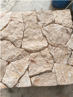 Crazy White Limestone Split Face Ashlar Stone Wall Cladding Panels