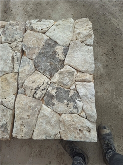 Crazy White Limestone Split Face Ashlar Stone Wall Cladding Panels