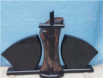 Grey And Black Granite Tombstone