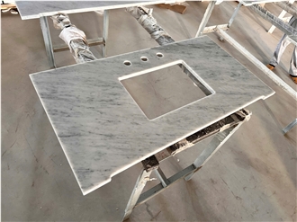 White Carrara Marble Bathroom Countertop