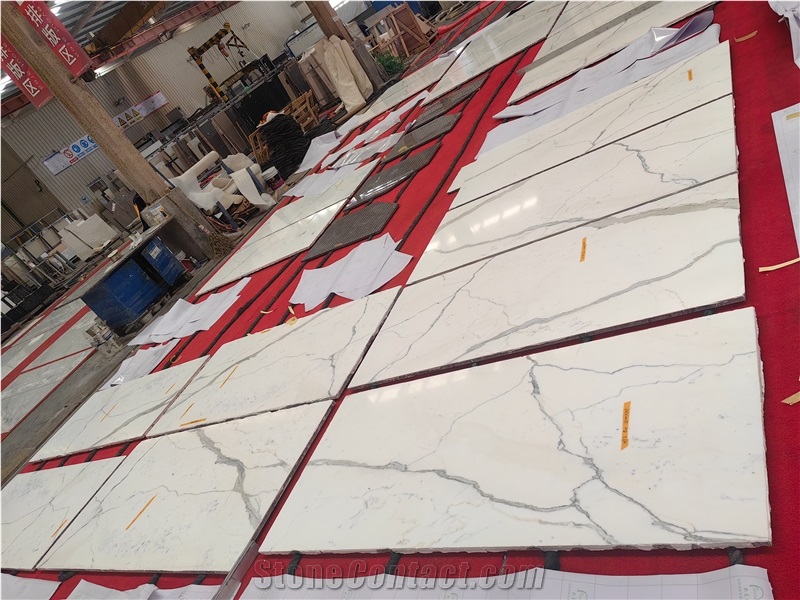 Goldtop Calacatta White Marble Table Wall Slabs Floor Tiles