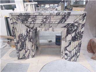 Modern Calacatta Viola Marble Indoor Fireplace Surround