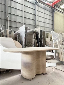 Nature Oval Travertine Stone Dining Furniture For Wholesale