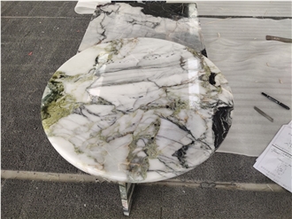 Calcatta Ice Jade Marble Round Table Tops