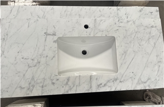 Carrara White Marble Bathroom Vanity Tops