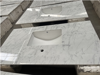 Carrara White Marble Bathroom Vanity Tops