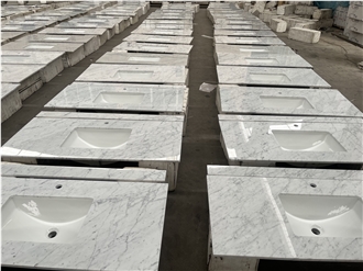Carrara White Marble Bathroom Vanity Tops