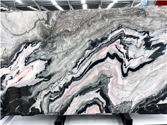 Natural Marble Panda Pink Slabs Pattern