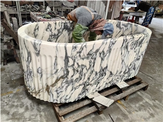 Fluted Luxury Marble Arabescato Freestanding Bathtubs