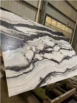 Leathered Surface Panda White Marble Slabs For Hotel Resorts