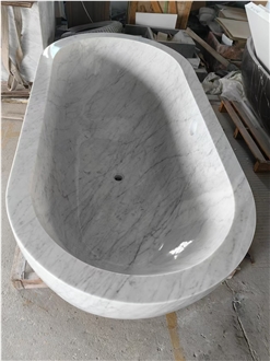 Luxury Marble Statuario Freestanding Bathtub For Resort Spa