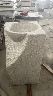 Solid Yellow Granite G682 Pedestal Wash Basins For Resorts