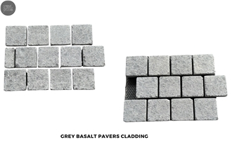Basalt Cobble Stone Pavers On Mesh