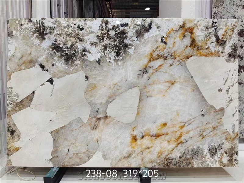 Luxury Brazil Pandora Quartzite Slabs For Bookmatched Decor