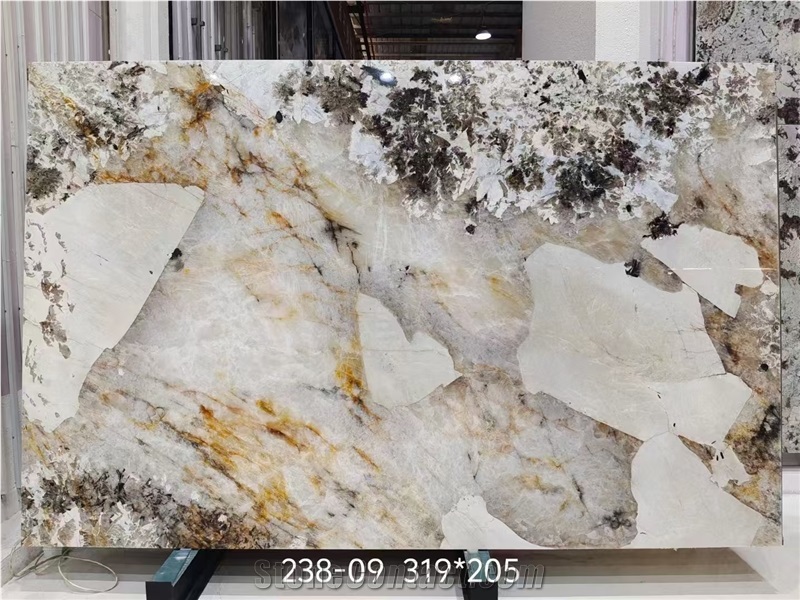 Luxury Brazil Pandora Quartzite Slabs For Bookmatched Decor