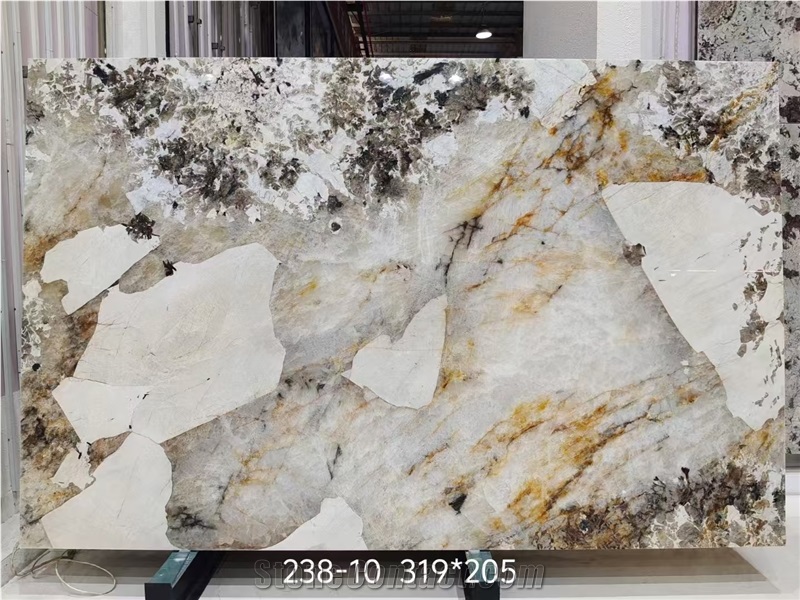 Luxury Brazil Pandora Quartzite Slabs For Bookmatched Decor