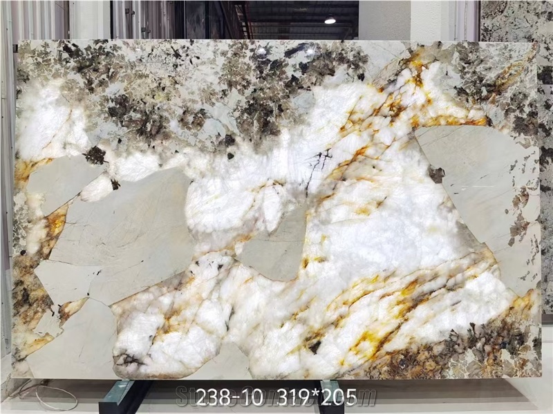 Luxury Brazil Pandora Quartzite Slabs For Bookmatched Decor