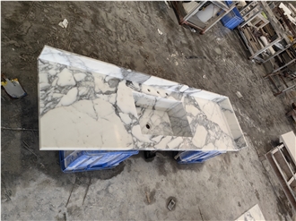 Apartment Project Arabescato Marble Bathroom Countertop