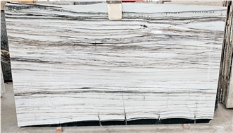 Panda White Straight Veined Marble Slabs