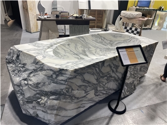 Arabescato Marble Solid Block-Carved Bathtub