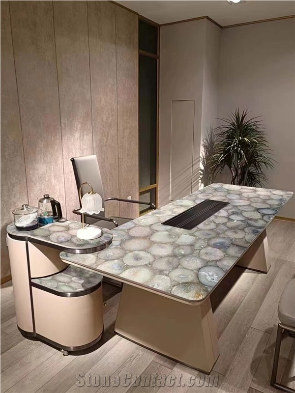 Backlit Semiprecious Stone Office Table Tops