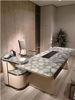 Backlit Semiprecious Stone Office Table Tops