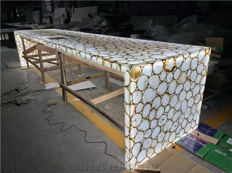 Backlit Semiprecious Stone Office Table Tops