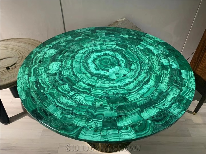 Green Malachite Gemstone Furniture, Stone Table