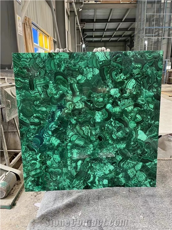 Green Malachite Gemstone Furniture, Stone Table