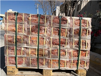 Azarshahr Red Travertine Cut Stone Veneer