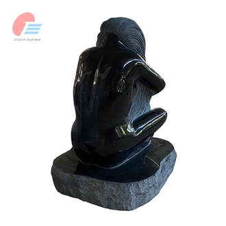 Absolute Black Granite Polished Weeping Woman Sculpture