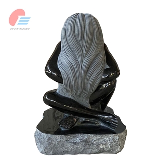 Absolute Black Granite Polished Weeping Woman Sculpture