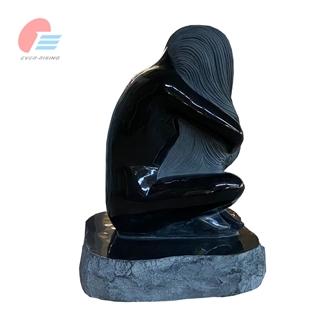 Absolute Black Granite Polished Weeping Woman Sculpture