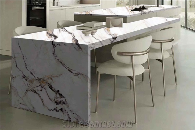 ST806T FENDI WHITE Printed Quartz Slabs from China