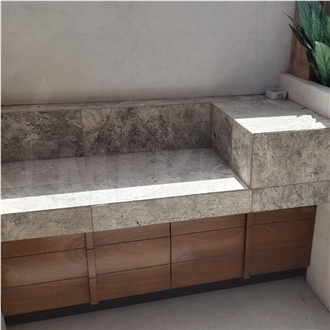 Silver Grey Travertine Tile, Honed & Filled