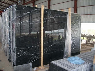 Durable China Black Marquina Quartz Slabs, Tiles For Wall & Floor