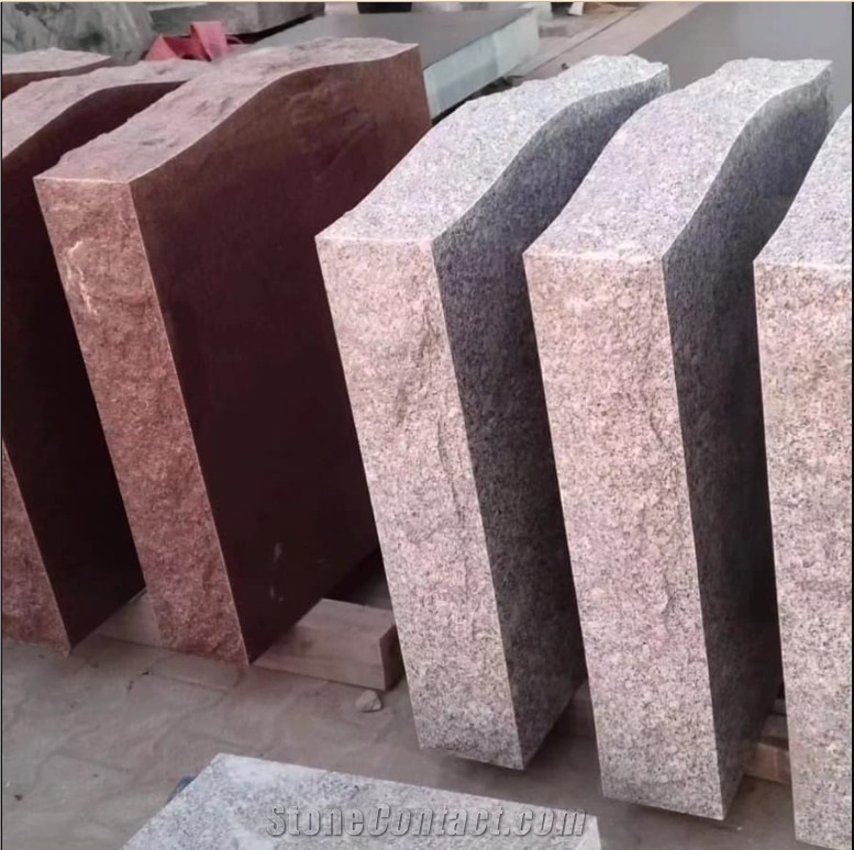 Polished  RED Granite  Headstone