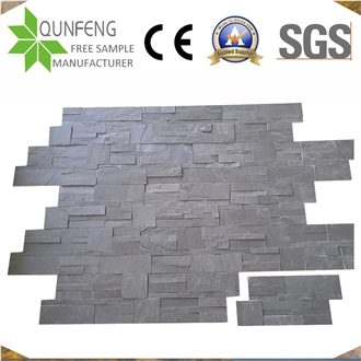 China 18*35CM Black Interlocking Slate Stone Veneer Panel