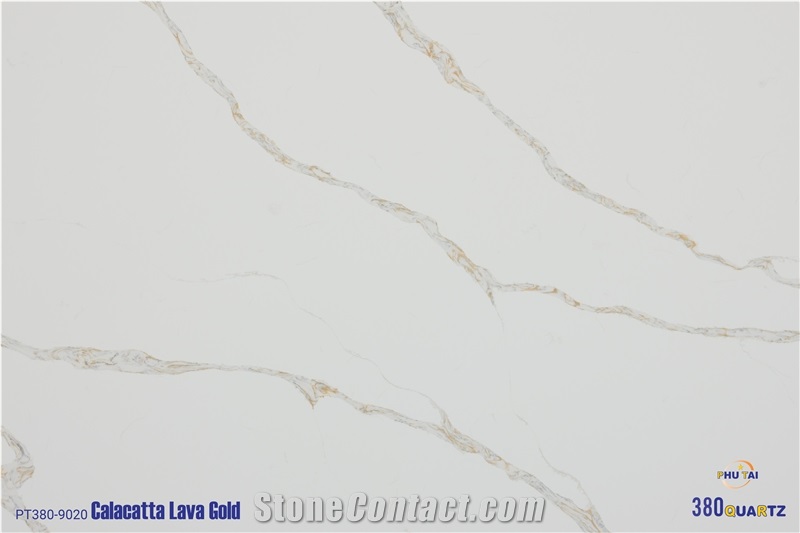 Calacatta Lava Gold Quartz Slabs from Viet Nam