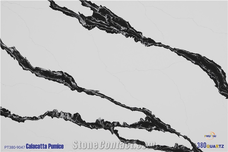 Calacatta Pumice Quartz Slabs from Viet Nam