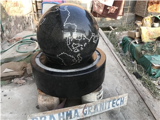 Black Granite Floating Sphere Fountain