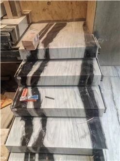 China Panda White Marble Stairs Landscape Paintings Step