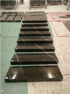 Nero Marquina Black Marble Stairs Risers And Step
